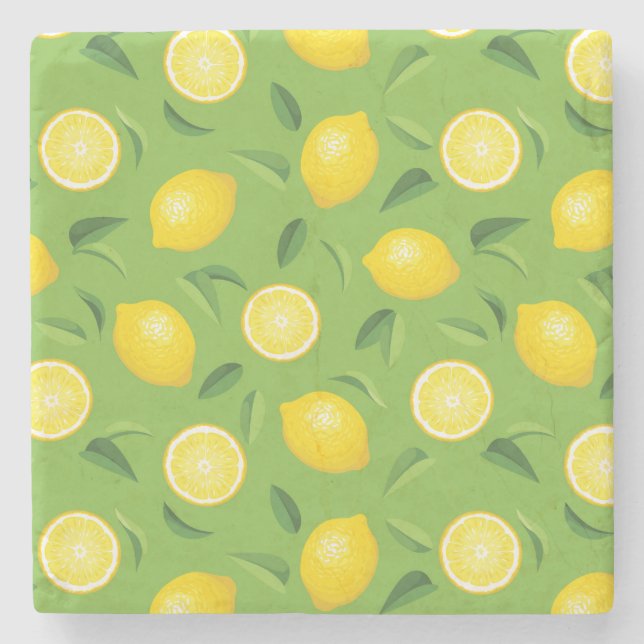 Dessous-de-verre En Pierre Motif Arrière - plan aux citrons (Devant)