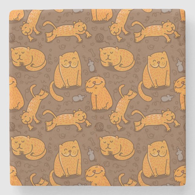 Dessous-de-verre En Pierre Motif avec des chats (Devant)