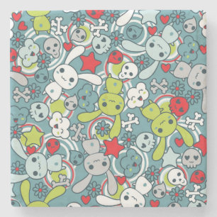 Dessous-de-verre En Pierre motif bleu de kawaii