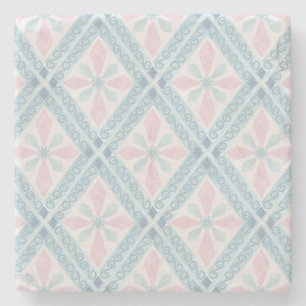 Dessous-de-verre En Pierre motif bleu en forme de diamant
