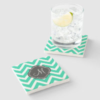 Motif Chevron Vert des Caraïbes avec Monogramme