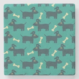 Dessous-de-verre En Pierre Motif chien mignon avec oreilles disquettes et os