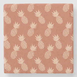 Dessous-de-verre En Pierre Motif d'ananas tropique Terracotta & Peach
