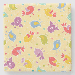 Dessous-de-verre En Pierre Motif de bébé avec les oiseaux mignons