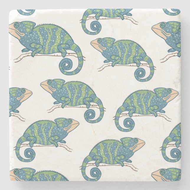 Dessous-de-verre En Pierre Motif de caméléon (Devant)