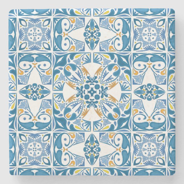 Dessous-de-verre En Pierre Motif de carreaux portugais (Devant)