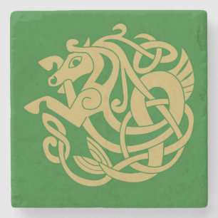 Dessous-de-verre En Pierre Motif de Cheval Celte d'or