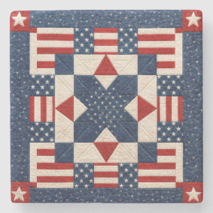 Dessous-de-verre En Pierre Motif de courtepointe patriotique étoilé