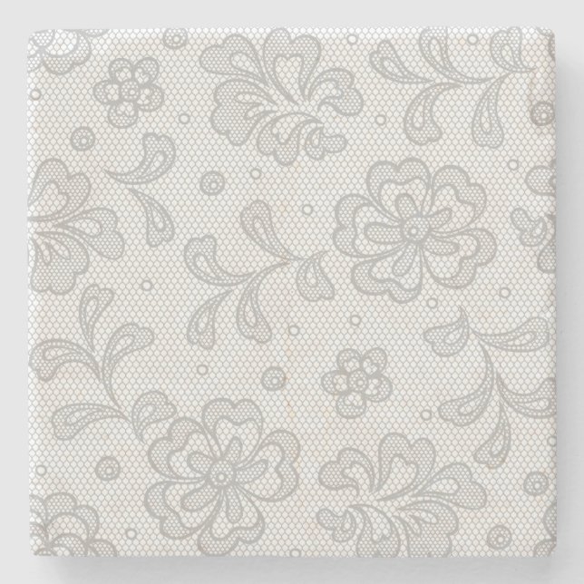 Dessous-de-verre En Pierre Motif de dentelle, cru 1 de fleur (Devant)