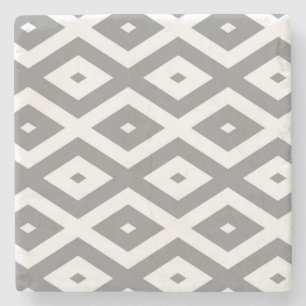 Dessous-de-verre En Pierre Motif de diamants gris et blanc