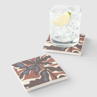 Dessous-de-verre En Pierre Motif de feuille rétro abstrait