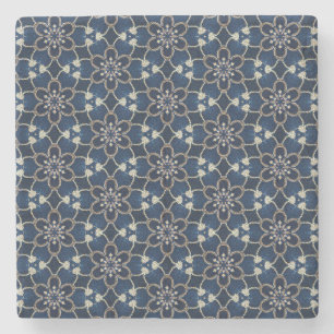 Dessous-de-verre En Pierre Motif de fleurs bleu minuit