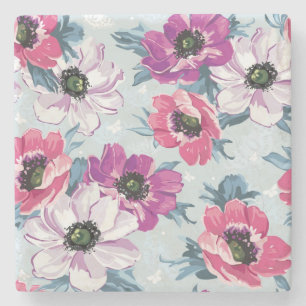 Dessous-de-verre En Pierre Motif de fleurs de couleur d'élégance sur le ble