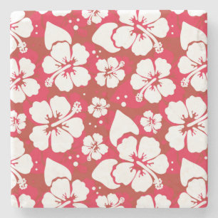Dessous-de-verre En Pierre Motif de fleurs de ketmie