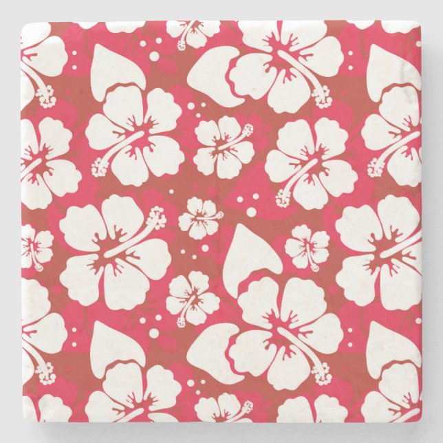 Dessous-de-verre En Pierre Motif de fleurs de ketmie (Devant)