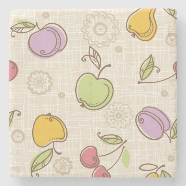 Dessous-de-verre En Pierre Motif de fruits (Devant)