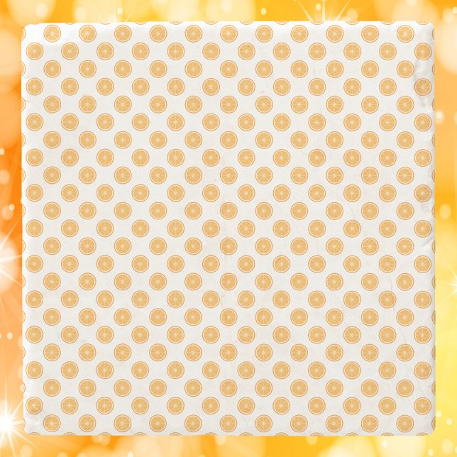 Dessous-de-verre En Pierre Motif de fruits orange (A stone coaster with an orange pattern)