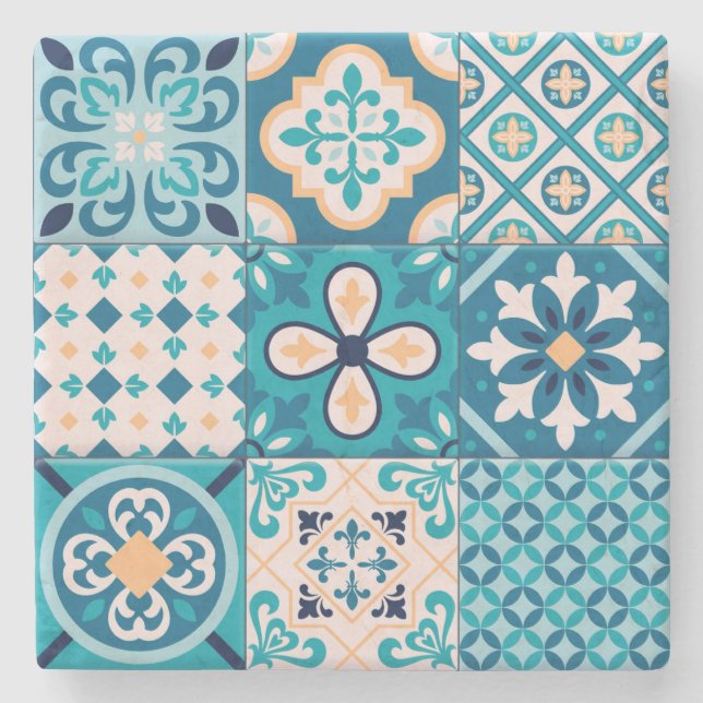 Dessous-de-verre En Pierre Motif de mosaïque marocaine (Devant)