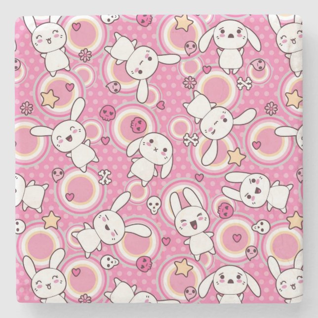 Dessous-de-verre En Pierre motif de rose de kawaii (Devant)