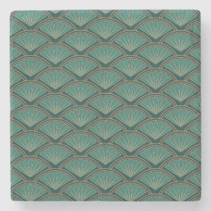 Dessous-de-verre En Pierre Motif de style Art déco en vert turquoise