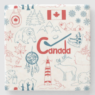 Dessous-de-verre En Pierre Motif de symboles du Canada  