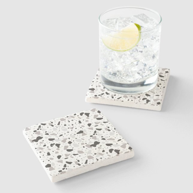 Dessous-de-verre En Pierre Motif de Terrazzo monochromatique (Côté)