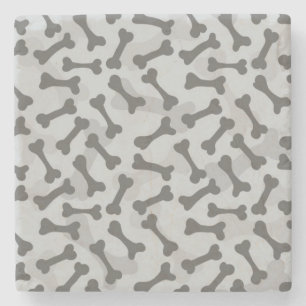 Dessous-de-verre En Pierre Motif de texture d'os à fond gris