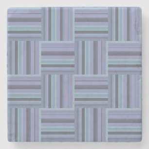 Dessous-de-verre En Pierre Motif de tissage à rayures bleu-gris