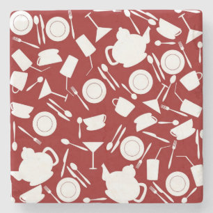 Dessous-de-verre En Pierre Motif d'éléments de cuisine