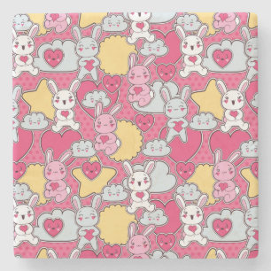 Dessous-de-verre En Pierre Motif d'enfant de Kawaii avec les griffonnages