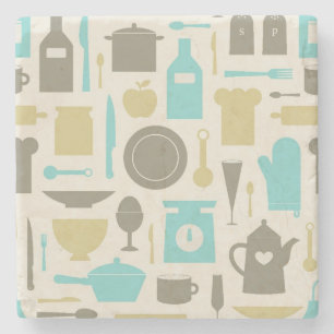 Dessous-de-verre En Pierre Motif Des Outils De Cuisine