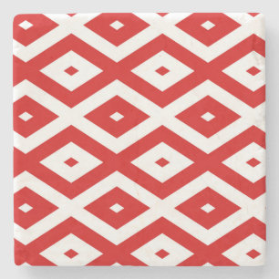 Dessous-de-verre En Pierre Motif diamant rouge et blanc