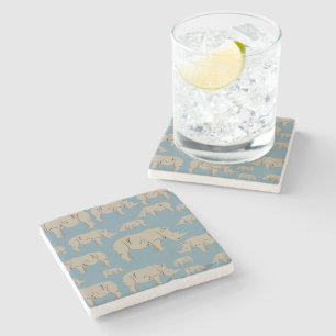Dessous-de-verre En Pierre Motif d'illustration Rhinoceros Rhino