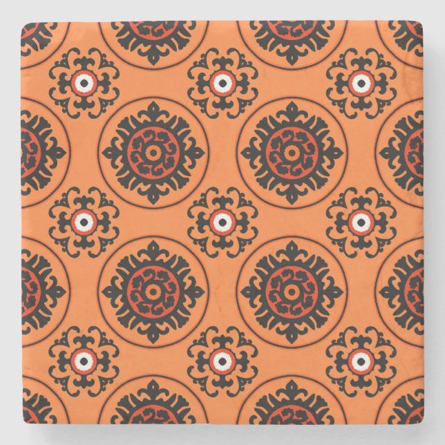 Dessous-de-verre En Pierre Motif d'Orange Suzani (Devant)