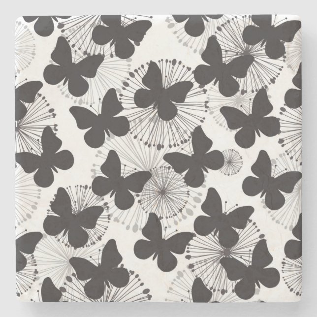 Dessous-de-verre En Pierre motif d'un papillon (Devant)