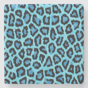 Dessous-de-verre En Pierre motif empreinte de léopard bleu - punk rock fun sa