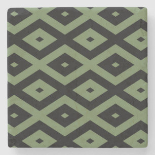 Dessous-de-verre En Pierre Motif en diamant vert olive et noir