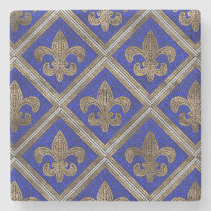 Dessous-de-verre En Pierre motif en mosaïque de fleur de lis