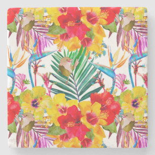Dessous-de-verre En Pierre Motif Été Hibiscus Tropical