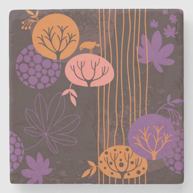 Dessous-de-verre En Pierre Motif floral 2 3 (Devant)