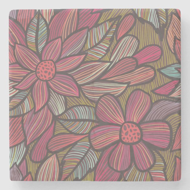Dessous-de-verre En Pierre Motif floral 4 (Devant)
