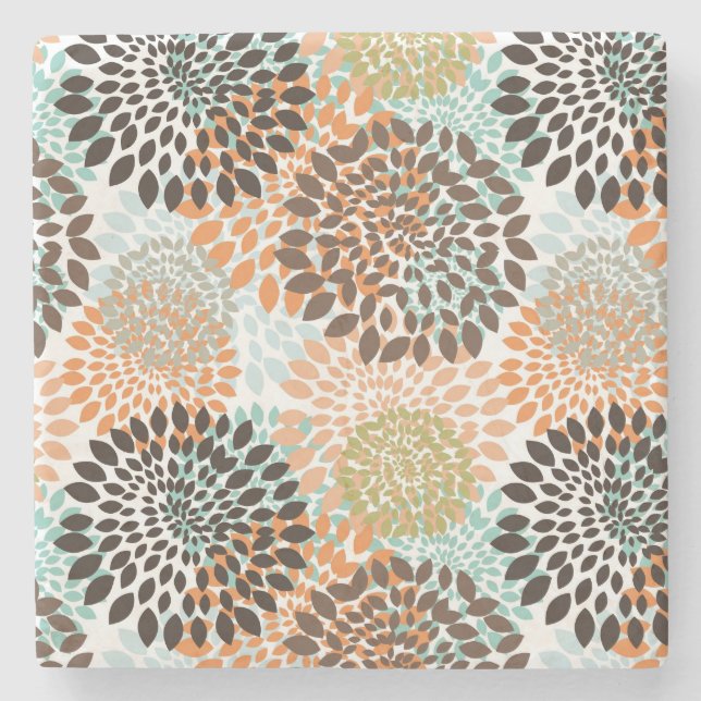 Dessous-de-verre En Pierre Motif floral 8 (Devant)