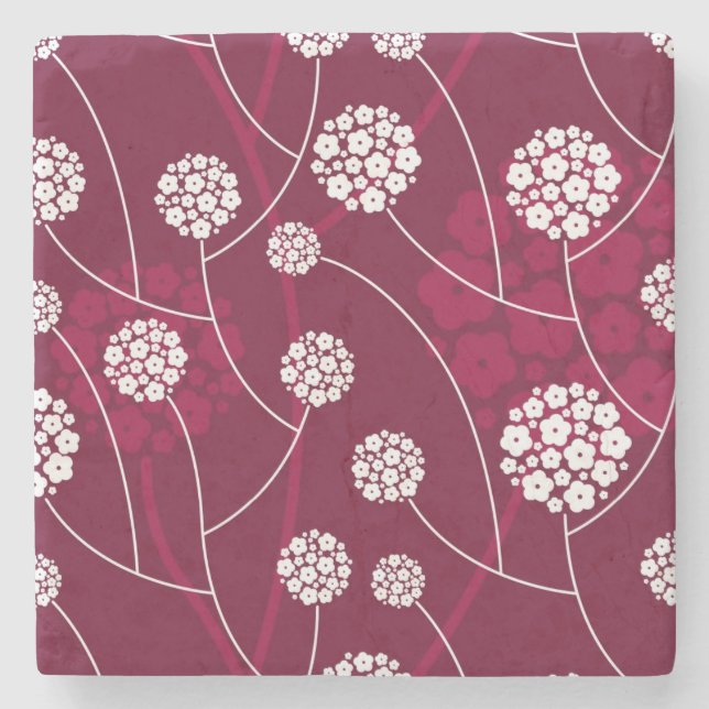 Dessous-de-verre En Pierre Motif floral abstrait (Devant)