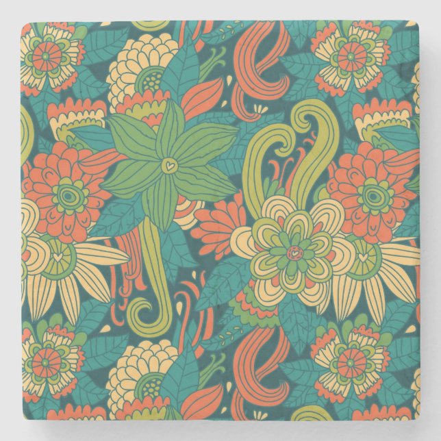 Dessous-de-verre En Pierre Motif floral d'été (Devant)