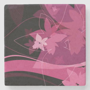 Dessous-de-verre En Pierre Motif floral magenta