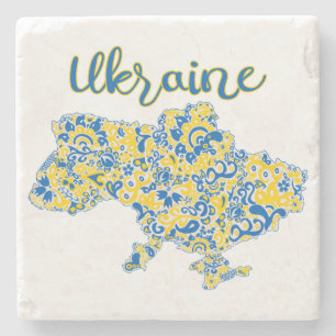 Dessous-de-verre En Pierre Motif folklorique et typographie ukrainienne