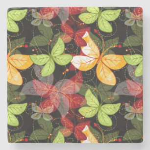 Dessous-de-verre En Pierre Motif foncé d'automne