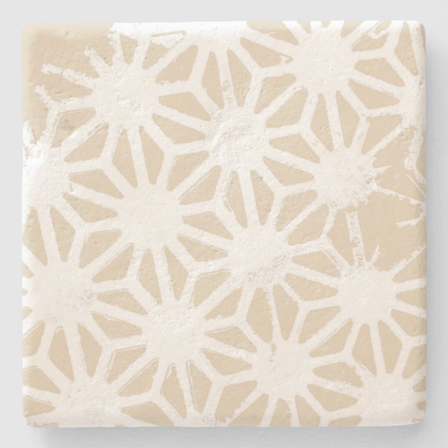 Dessous-de-verre En Pierre Motif géométrique beige (Devant)