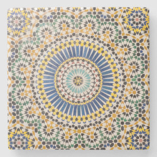 Dessous-de-verre En Pierre Motif géométrique de carreaux, Maroc