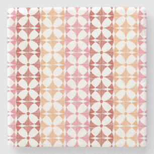Dessous-de-verre En Pierre motif géométrique des rayures rouges ikat